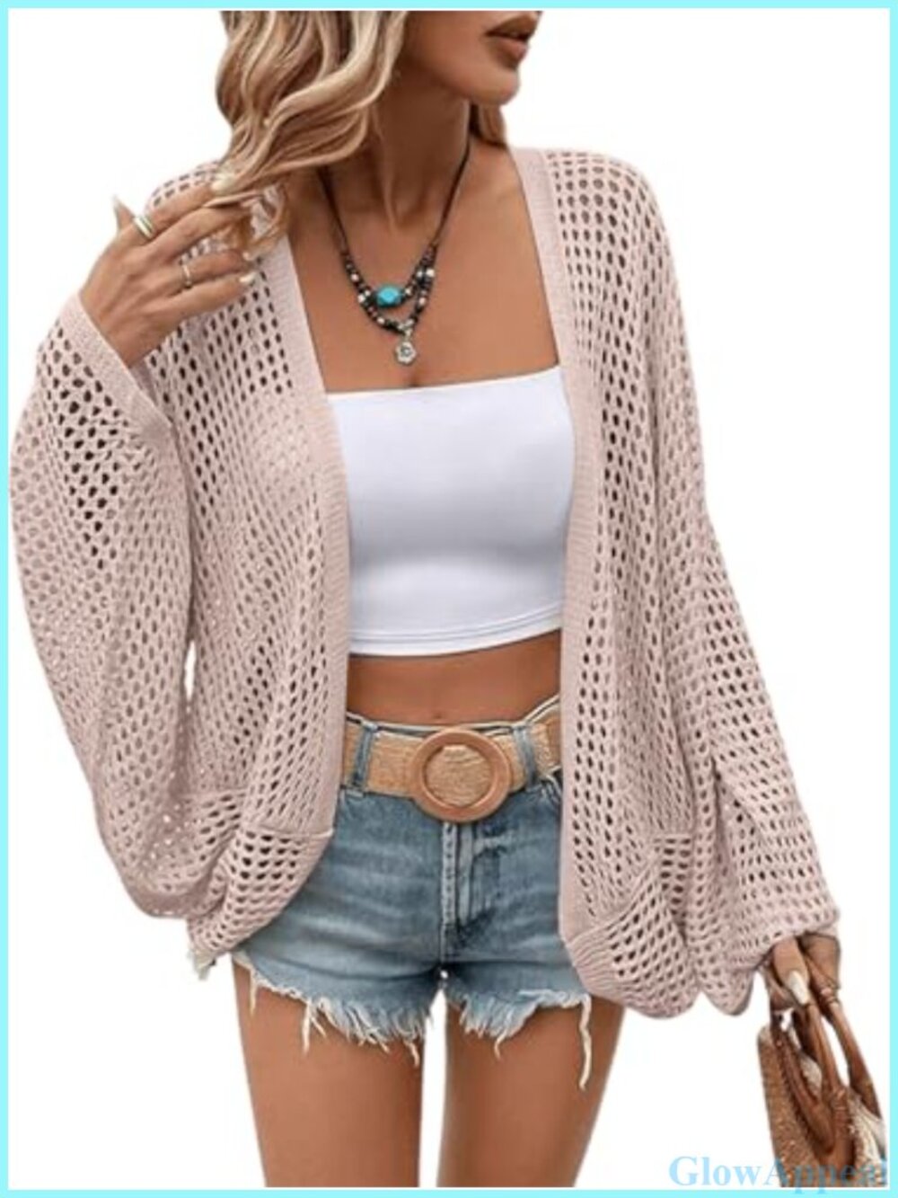 Womens Crochet Oversized Open Front Cardigan Lightweight Boho Knit Cover Up